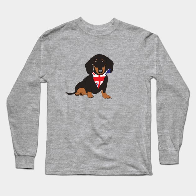 Great British Sausage Dog Long Sleeve T-Shirt by BasicBeach